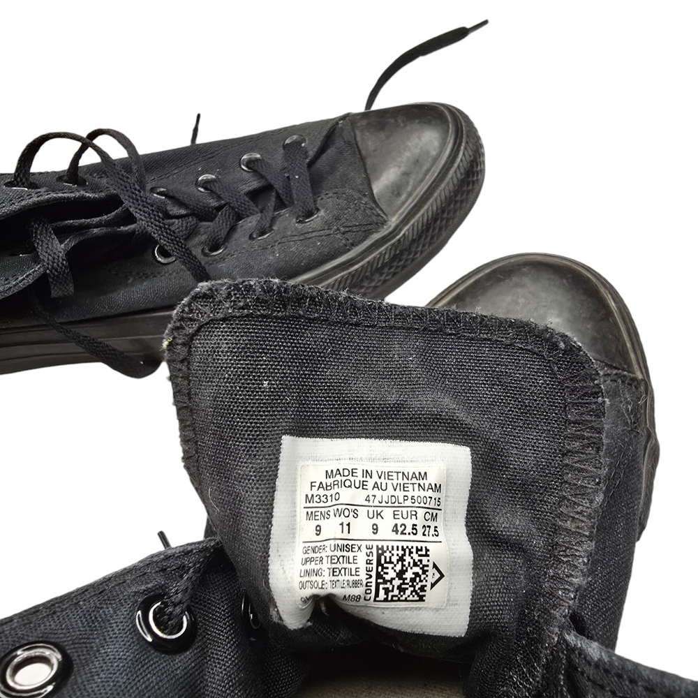 Converse Black Mid Top Sneakers Unisex - Picture 9 of 9